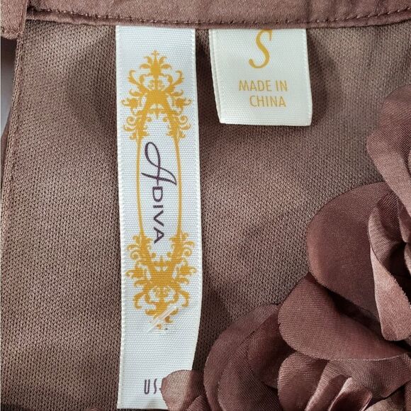 🔹️Anthropologie Adiva Brown Ruffled Rosette Neck Sleeveless Top Small - Picture 8 of 10